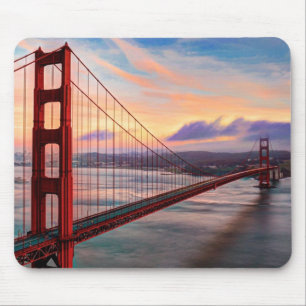 Beautiful winter sunset at Golden Gate Bridge Mouse Mat