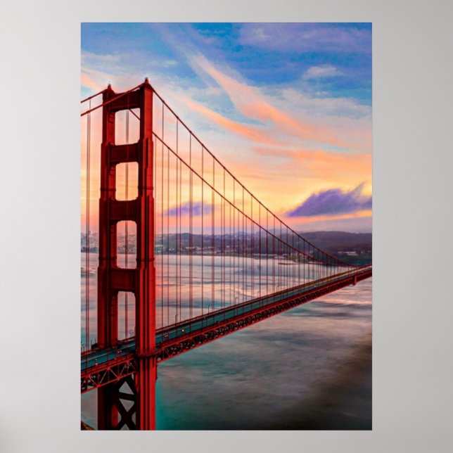 Beautiful winter sunset at Golden Gate Bridge Poster (Front)