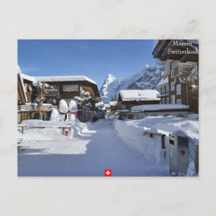 Beautiful Winter Swiss Alps Scene  Postcard