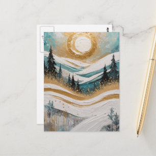 Beautiful Winter Trees and Snow Painting Postcard