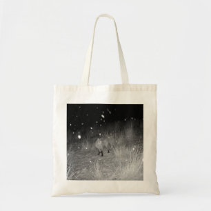 Beautiful Wintry Scene Fox Standing in Snowy Field Tote Bag