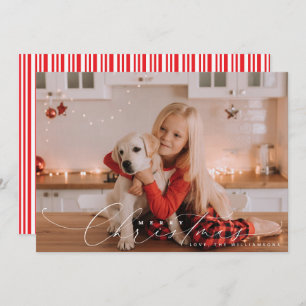 Beautiful, wispy Merry Christmas script photo Holiday Card
