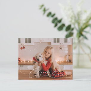 Beautiful, wispy Merry Christmas script photo  Postcard