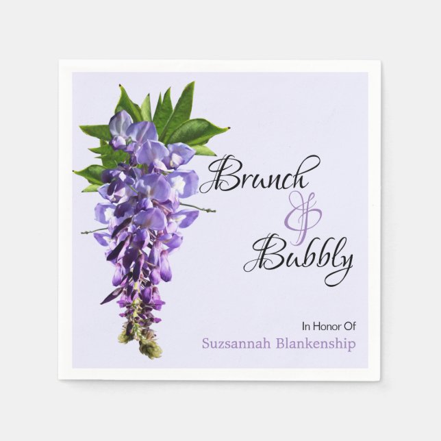 Beautiful Wisteria Brunch Bubbly Bridal Shower Napkin (Front)