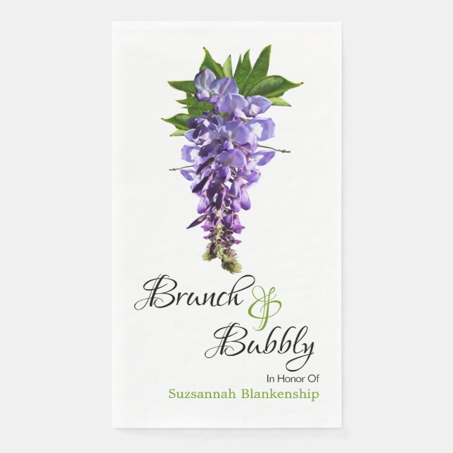 Beautiful Wisteria Brunch Bubbly Bridal Shower Napkin (Front)