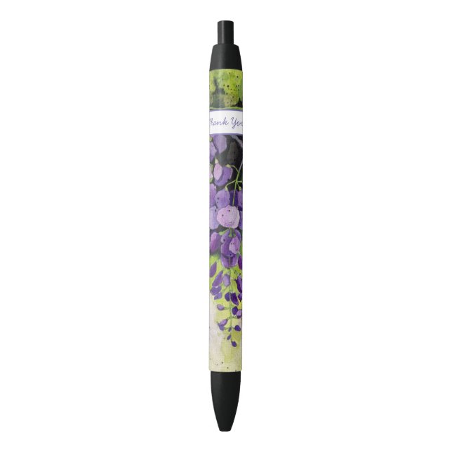Beautiful Wisteria Flowers In Watercolor  Black Ink Pen (Front Vertical)