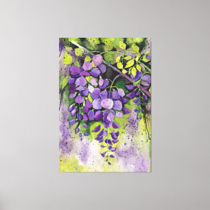 Beautiful Wisteria Flowers In Watercolor  Canvas Print