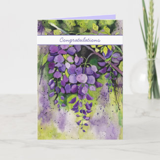 Beautiful Wisteria Flowers In Watercolor Card
