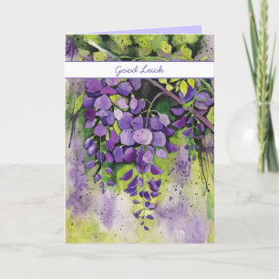 Beautiful Wisteria Flowers In Watercolor   Card