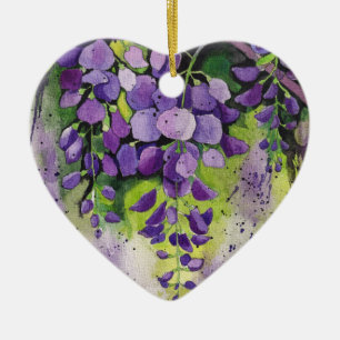 Beautiful Wisteria Flowers In Watercolor Ceramic T Ceramic Tree Decoration