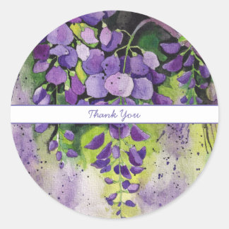 Beautiful Wisteria Flowers In Watercolor Classic Round Sticker