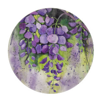 Beautiful Wisteria Flowers In Watercolor  Cutting  Board