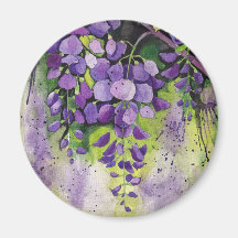 Beautiful Wisteria Flowers In Watercolor Magnet