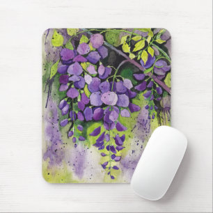 Beautiful Wisteria Flowers In Watercolor Mouse Mat