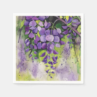 Beautiful Wisteria Flowers In Watercolor  Napkin