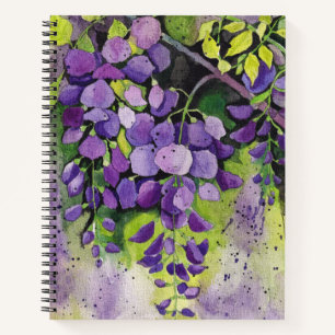 Beautiful Wisteria Flowers In Watercolor   Noteboo Notebook