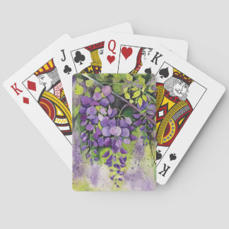 Beautiful Wisteria Flowers In Watercolor  Playing Cards