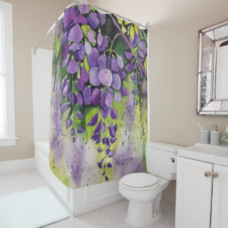 Beautiful Wisteria Flowers In Watercolor Shower Curtain