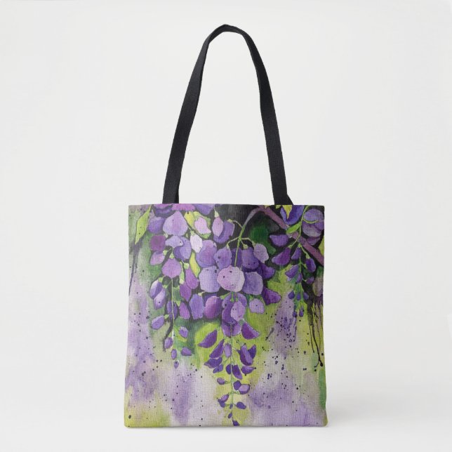 Beautiful Wisteria Flowers In Watercolor  Tote Bag (Front)