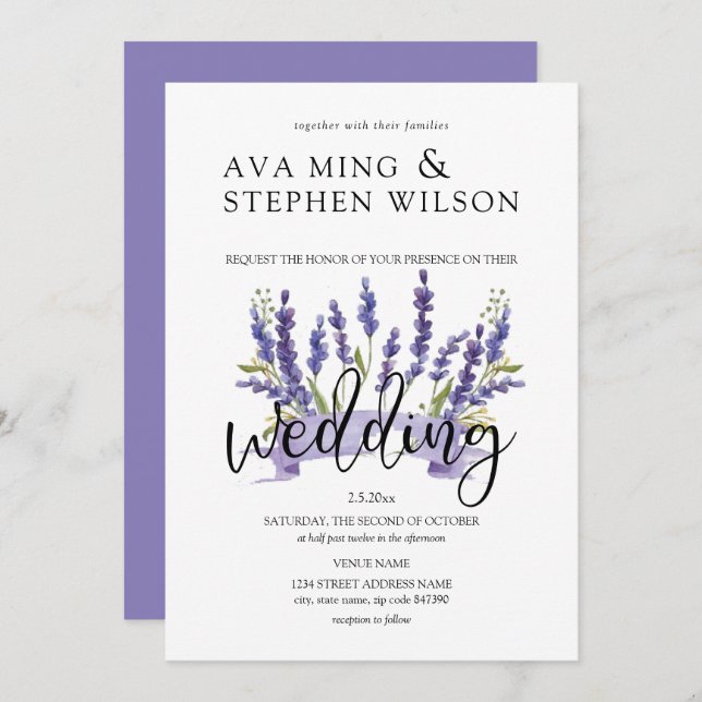 Beautiful Wisteria tree Wedding Invitation (Front/Back)