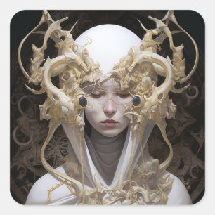 Beautiful Witch Demon Queen Fantasy Art Square Sticker