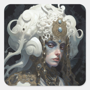 Beautiful Witch Demon Queen Fantasy Art Square Sticker