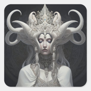 Beautiful Witch Demon Queen Fantasy Art Square Sticker