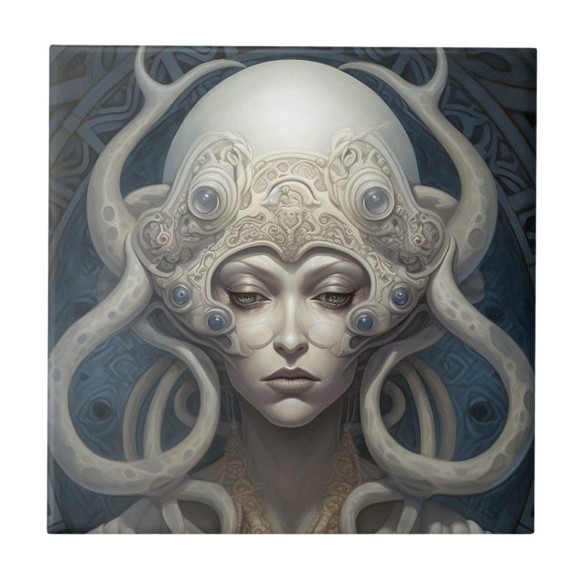 Beautiful Witch Demon Queen Fantasy Art Tile (Front)