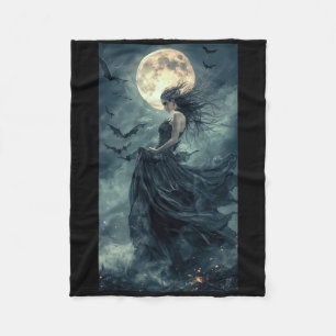 Beautiful Witch Gothic Fantasy Vampire Moonlight 1 Fleece Blanket