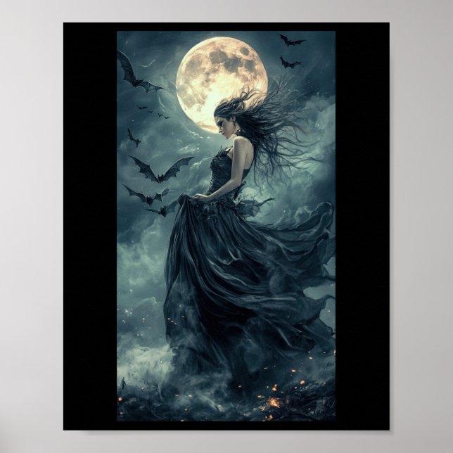 Beautiful Witch Gothic Fantasy Vampire Moonlight 1 Poster (Front)