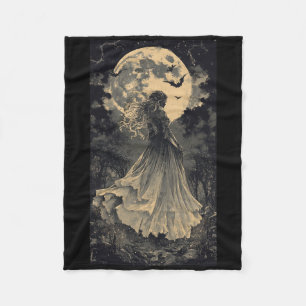 Beautiful Witch Gothic Fantasy Vampire Moonlight Fleece Blanket