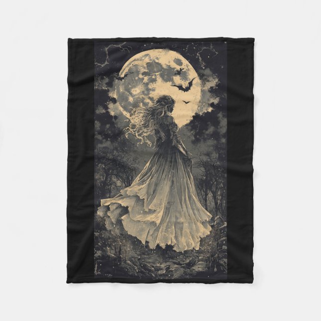 Beautiful Witch Gothic Fantasy Vampire Moonlight  Fleece Blanket (Front)