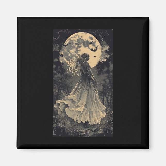 Beautiful Witch Gothic Fantasy Vampire Moonlight  Magnet (Front)