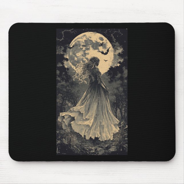 Beautiful Witch Gothic Fantasy Vampire Moonlight  Mouse Mat (Front)
