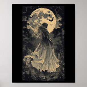 Beautiful Witch Gothic Fantasy Vampire Moonlight  Poster