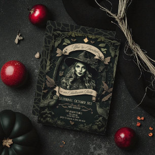 Beautiful Witch Halloween Invitation Two-Sided