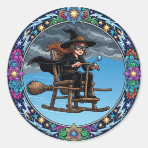 Beautiful Witch Pilot Classic Round Sticker