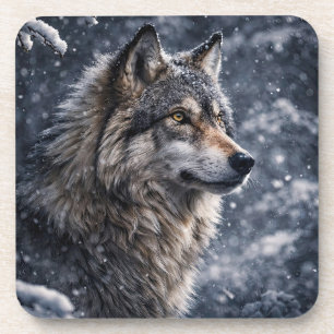 Beautiful Wolf Coasters Winter