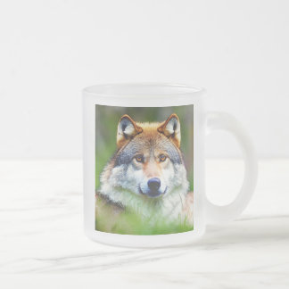 Beautiful Wolf head Painting Frosted Glass Coffee Mug