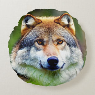 Beautiful Wolf head Painting  Round Cushion
