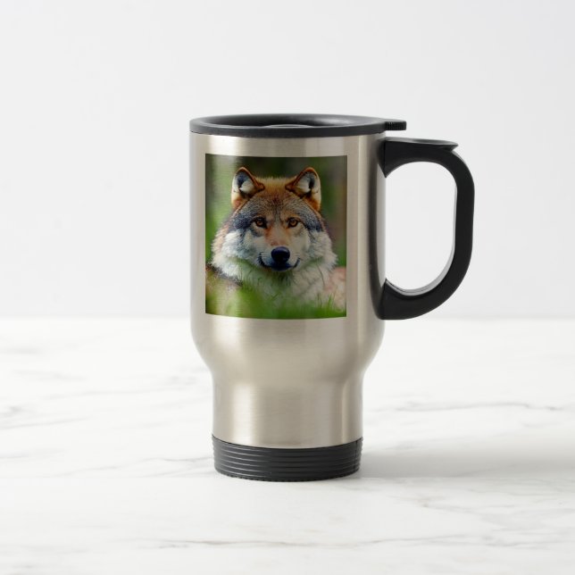 Beautiful Wolf head Painting  Travel Mug (Right)