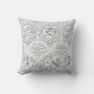 Beautiful Wolves in Rococo Revival and Chinoiserie Cushion