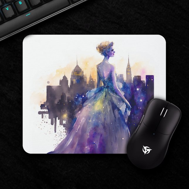 Beautiful Woman | Abstract Fairytale City Princess Mouse Mat (Creator Uploaded)