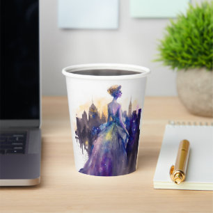 Beautiful Woman Abstract Fairytale City Princess Paper Cups