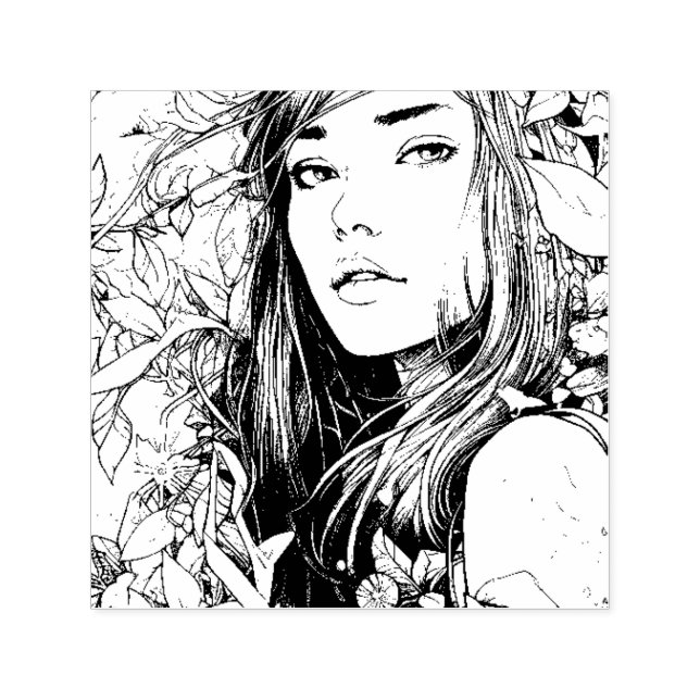 Beautiful Woman and Oranges Self-inking Stamp (Design)