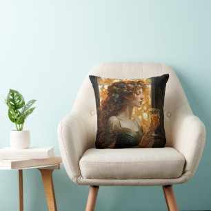 Beautiful Woman Art Nouveau Cushion