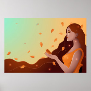 Beautiful Woman as Autumn Representation Poster