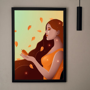 Beautiful Woman as Autumn Representation Poster