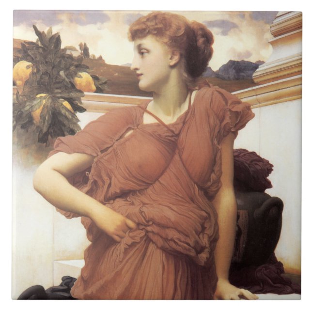 Beautiful Woman at the Fountain Tile (Front)