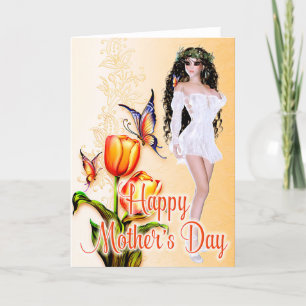 Beautiful Woman & Butterflies - Mother's Day Card